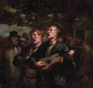 Chanteurs Ambulants by Honore Daumier Oil Painting