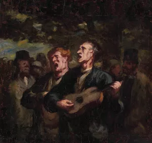 Chanteurs Ambulants Oil painting by Honore Daumier
