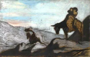 Don Quixote and Sancho Panzo by Honore Daumier Oil Painting
