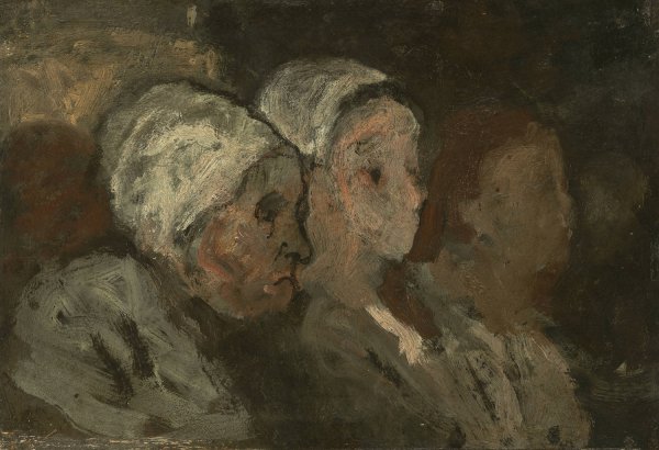 In Church  by Honore Daumier - Hand-Painted Oil Painting Reproduction