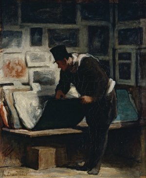 L'amateur d'estampes by Honore Daumier Oil Painting