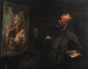 L'artiste a la mise au tombeau by Honore Daumier Oil Painting
