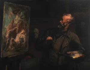 L'artiste a la mise au tombeau by Honore Daumier Oil Painting