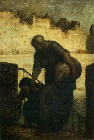 Laveuse au Quai d'Anjou (Laundress on the Quai d'Anjou) by Honore Daumier Oil Painting