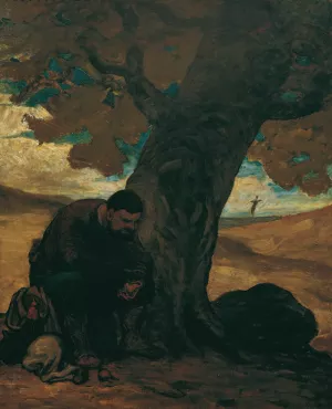 Sancho Pansa, unter einem Baum ausruhend by Honore Daumier Oil Painting
