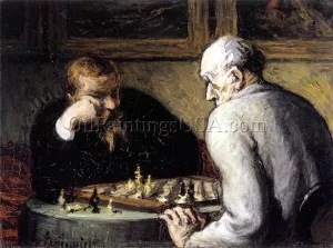 The Chess Players by Honore Daumier - Oil Painting Reproduction