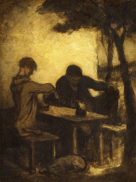 The Drinkers  by Honore Daumier - Hand-Painted Oil Painting Reproduction