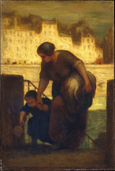 Main Product Photo of The Laundress  Painting by Honore Daumier