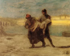 The Rescue painting by Honore Daumier
