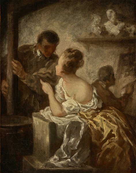 Main Product Photo of The Studio  Painting by Honore Daumier