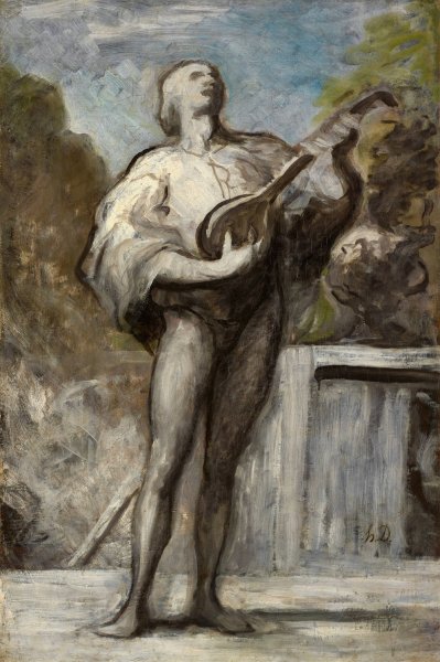 Main Product Photo of The Troubadour  Painting by Honore Daumier