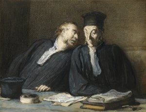 Two Lawyers Conversing by Honore Daumier Oil Painting