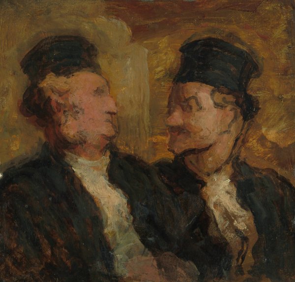 Two Lawyers  by Honore Daumier - Hand-Painted Oil Painting Reproduction