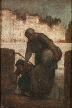 Une laveuse au Quai d'Anjou by Honore Daumier Oil Painting