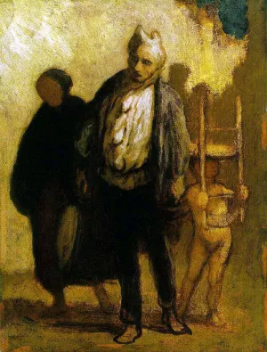 Wandering Saltimbanques painting by Honore Daumier