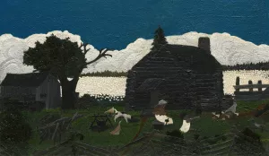 Cabin in the Cotton by Horace Pippin Oil Painting