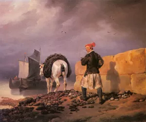A Fisherman Setting Out by Horace Vernet Oil Painting