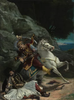 Combat of a Greek and a Turk by Horace Vernet Oil Painting