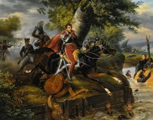 Death Of Prince Poniatowski On October 19th, 1813 by Horace Vernet Oil Painting