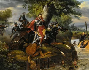 Death Of Prince Poniatowski On October 19th, 1813 by Horace Vernet Oil Painting