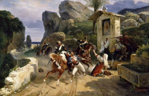 Italian Brigands Surprised By Papal Troops by Horace Vernet Oil Painting