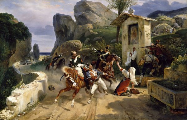 Main Product Photo of Italian Brigands Surprised By Papal Troops  Painting by Horace Vernet
