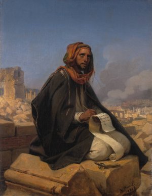 Jeremiah on the ruins of Jerusalem by Horace Vernet Oil Painting