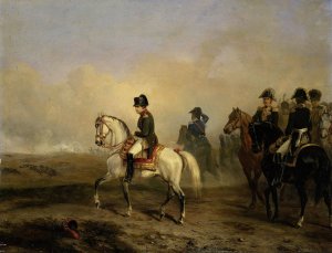 Keizer Napoleon I en zijn staf te paard by Horace Vernet Oil Painting