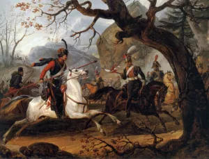 Napoleonic battle in the Alps by Horace Vernet - Oil Painting Reproduction