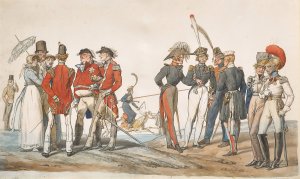 Officiers anglais et francais discutant by Horace Vernet Oil Painting