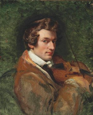 Portrait of Charles Auguste de Beriot by Horace Vernet Oil Painting