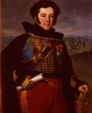 Portrait Of Lieutenant Colonel, Comte De Thalouet painting by Horace Vernet