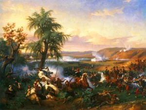 The Battle of Habra, Algeria, in December 1835 Between Emir Abd El Kadar and the Duke of Orleans by Horace Vernet Oil Painting