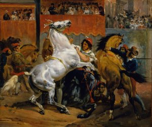 The Start of the Race of the Riderless Horses by Horace Vernet Oil Painting