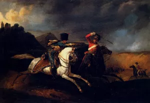 Two Soldiers on Horseback painting by Horace Vernet