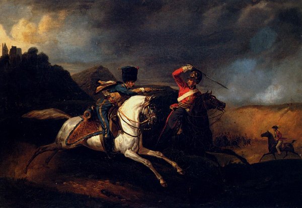 Main Product Photo of Two Soldiers on Horseback Painting by Horace Vernet