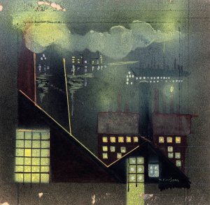 Industry at Night by Horatio C. Forjohn Oil Painting