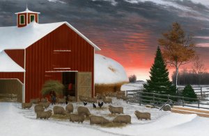 Barnyard In Winter Oil painting by Horatio Shaw
