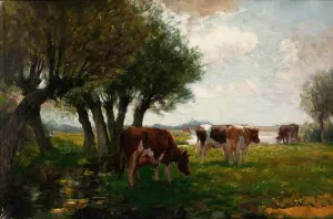 Cattle Grazing Oil painting by Horatio Walker