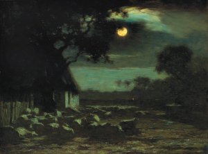 Sheepyard, Moonlight by Horatio Walker Oil Painting