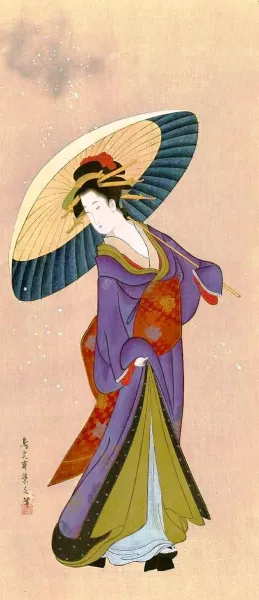 A Beauty in the Snow painting by Hosoda Yeishi