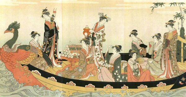 Main Product Photo of Beauties on the Jewel-Boat Painting by Hosoda Yeishi