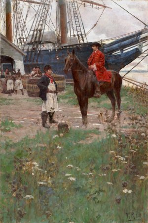 A Virginia Plantation Wharf by Howard Pyle Oil Painting