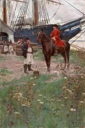 A Virginia Plantation Wharf by Howard Pyle Oil Painting