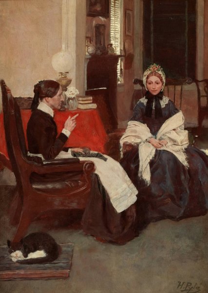Main Product Photo of And who's going to support em demanded Mrs. Barkley  Painting by Howard Pyle