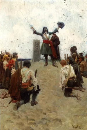 La Salle Christening the Country Louisiana Oil painting by Howard Pyle