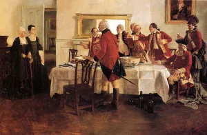 Red Coat Soldiers Toasting the Ladies of the House by Howard Pyle Oil Painting