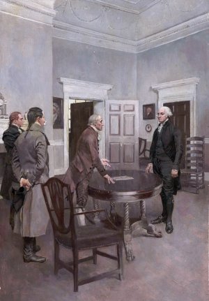 Thompson, The Clerk Of Congress, Announcing To Washington, At Mount Vernon, His Election To The Presidency by Howard Pyle Oil Painting