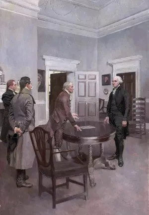 Thompson, The Clerk Of Congress, Announcing To Washington, At Mount Vernon, His Election To The Presidency by Howard Pyle Oil Painting