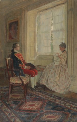 Washington And Mary Philipse by Howard Pyle Oil Painting